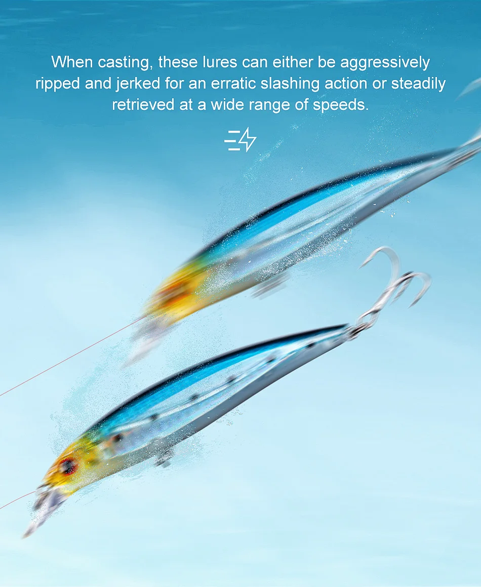 Noeby 3 Stück Jerkbait Floating Minnow Angelköder 100 mm 13,6 g 120 mm 22 g Long Cast Wobbler Kunstköder Meeresangelköder – Detail 11