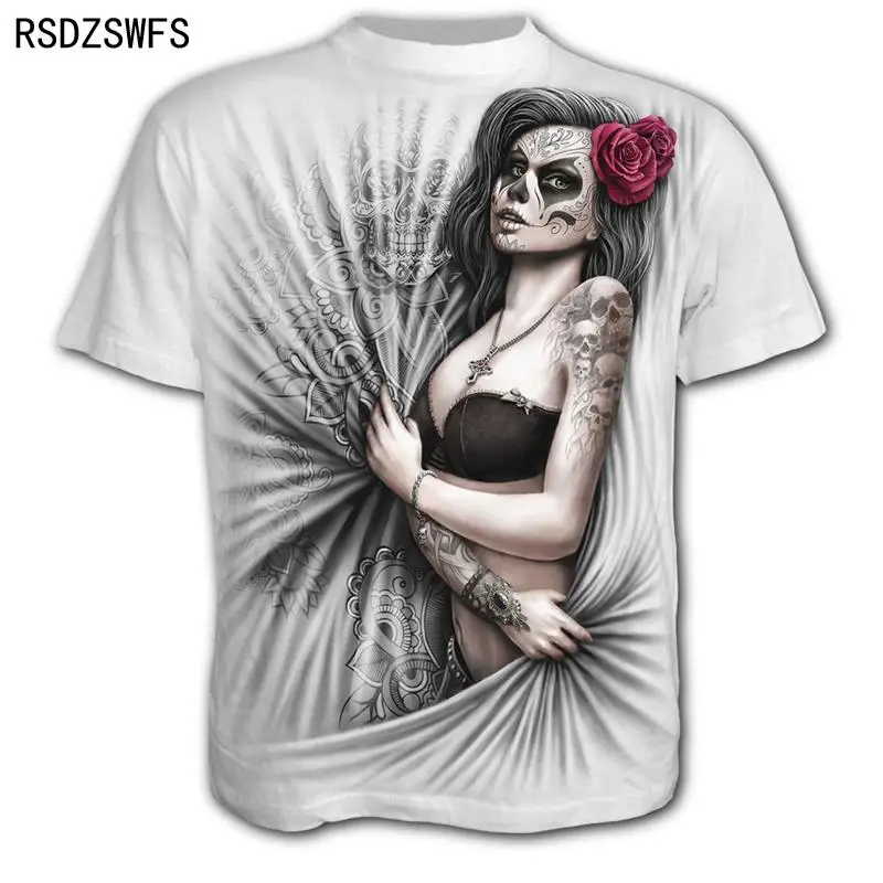 New Scary Skull Men\'s T-Shirts Men\'s Punk 3D Shirts Summer Fashion Tops O-neck t-shirt Boys Clothing Streetwear Size XXS-5XL