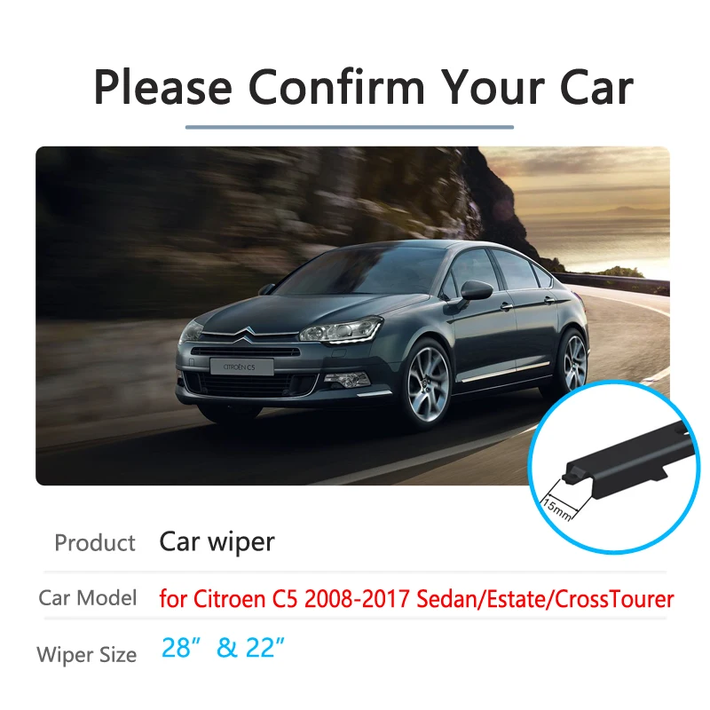 Car Wiper Blades for Citroen C5 2008~2017 MK2 RD TD Front Windscreen Wipers Car Accessories 2009 2010 2011 2012 2013 2014 2015