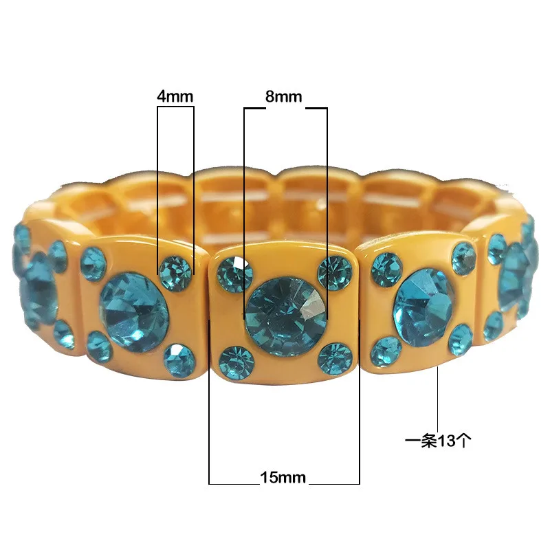 KSRA 2020 7 Colors Bohemian Style Crystal Bracelet Spray Alloy Rhinestones Bracelet Glass Drill Elastic Ladies Bracelet Jewelry