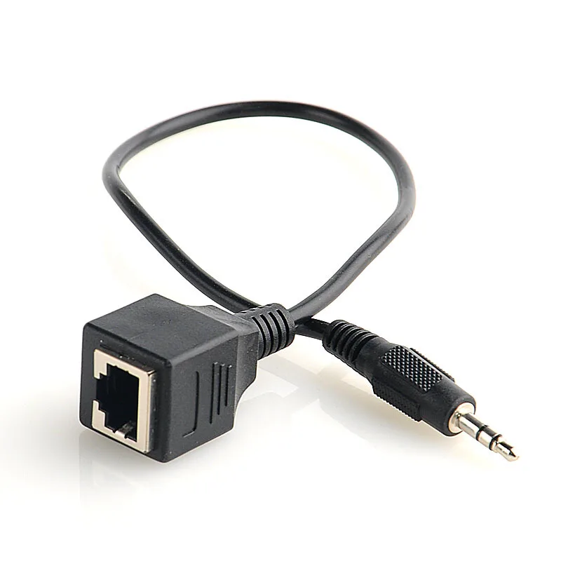 Cable de extensión de Audio RJ45 hembra a DC 3,5mm, conector macho, 0,3 M