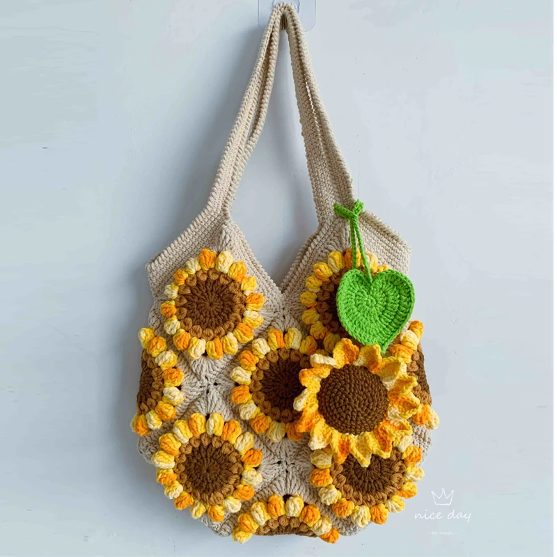 Imagem -03 - Bolsa de Mão com Flor Crochet para Praia Bolsa de Mão Bolsa de Mão Rápido Novo Verão