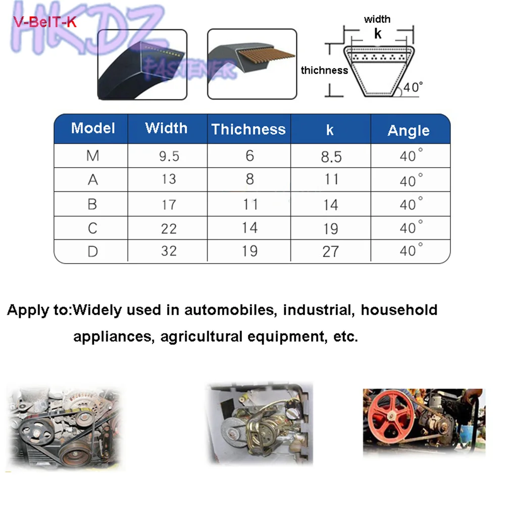 M Section V-BelT-K Cogged Belt Inch Size M16 M17 M18 M19 M20 M21 M22 M23 M24 M25