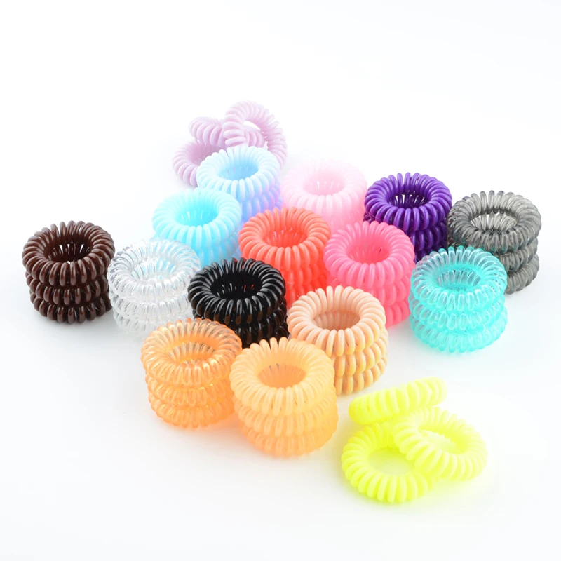 5boxes 3.5cm Fashion Cute Candy Color telephone line hair bands gum styling tools headwear Free shipping