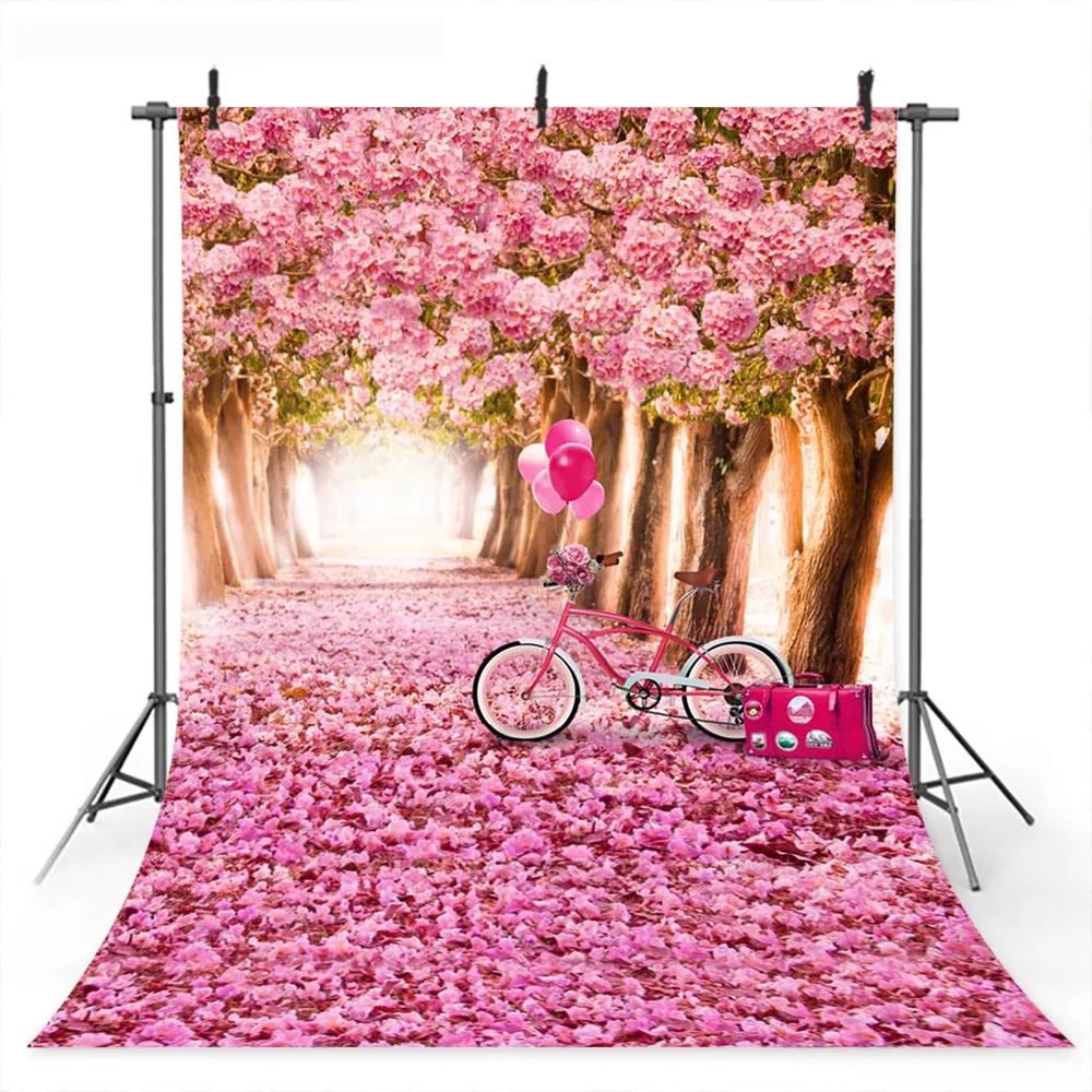 Photography Backdrops Floral Sea Trees Backdrop Photo Studio Princess Birthday Romantic Wedding Bride Background Bicycle Balloon