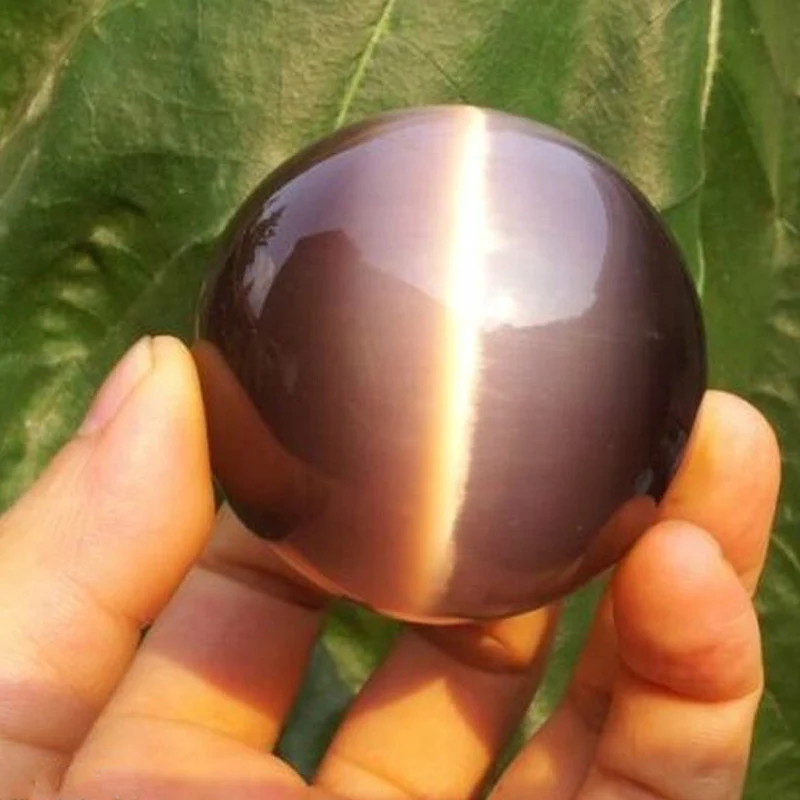 40mm Rare Natural Quartz Purple Cat Eye Crystal Healing Ball Sphere Office Home Decor