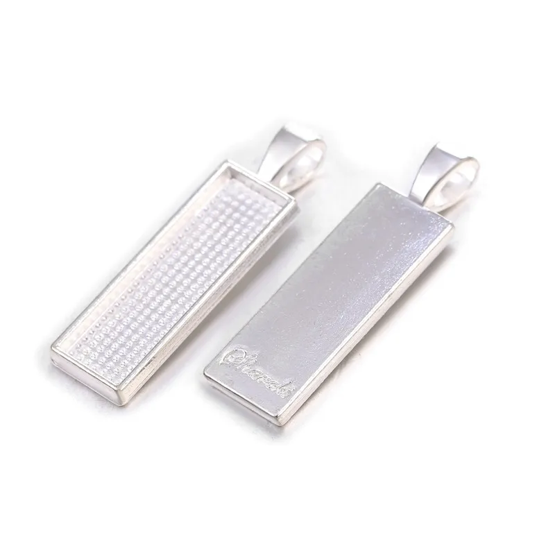 100PCS Pendant Base Settings 8x26mm Rectangle Alloy Blank Tray Charms For Jewelry Making DIY Necklace Keychain Findings Crafts