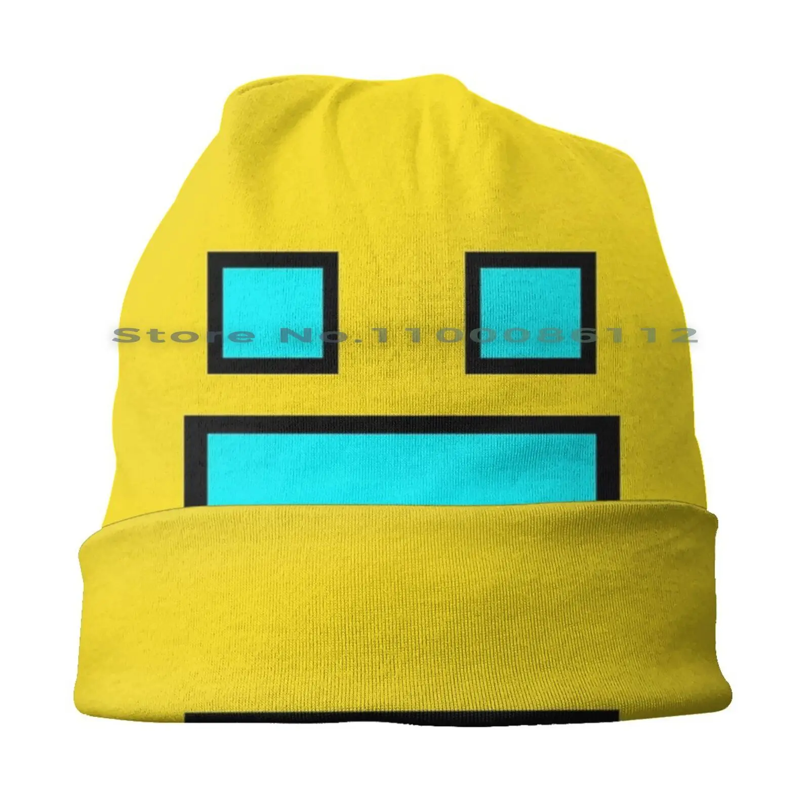 Funny Gaming Beanies Knit Hat Geometry Dash Gaming Geek Boyfriend Geodash Brimless Knitted Hat Skullcap Gift Casual Creative