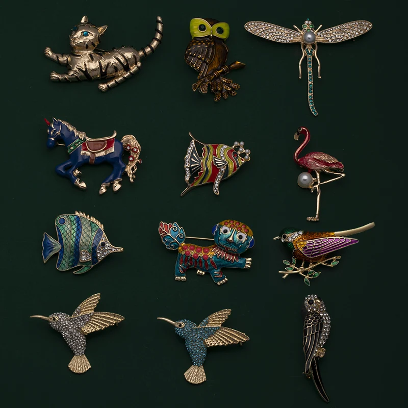 New Creative Animal Insect Horse Broach Bird Men Brooch Beautiful Dragonfly Brooches Party For Women