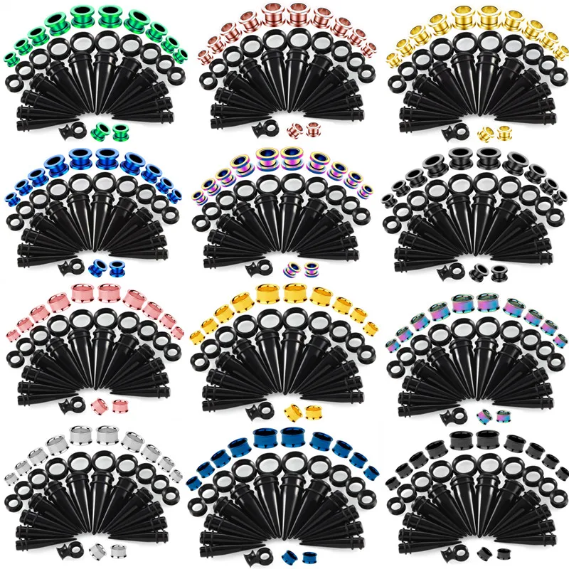 36PCS 10-20mm Silicone Ear Tunnel Set Acrylic Ear Stretcher Kit Gauge Plug Tunnel Lot Stainless Steel Ear Strectching Kit Gauge