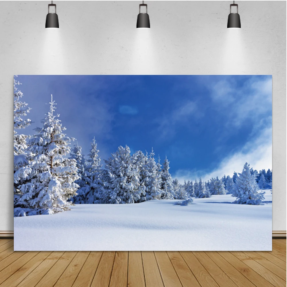 Laeacco Mùa Đông Rừng Trắng Bông Tuyết Ánh Sáng Bokeh Giáng Sinh Cảnh Quan Ảnh Nền Chụp Ảnh Bối Cảnh Cho Studio Ảnh