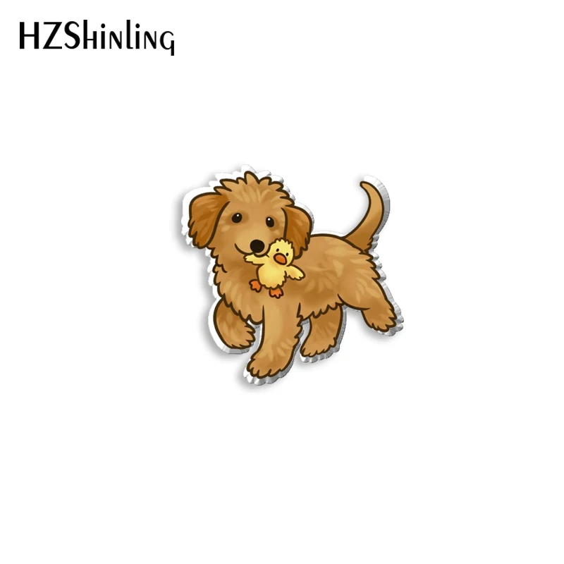 2021 New Poodle Dog Acrylic Lapel Pin Animal Epoxy Butterfly Clasp Pin Handmade Butterfly Brooch