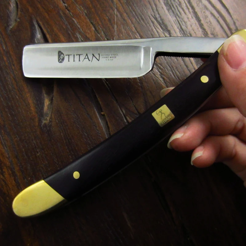 Titan Wood Handle Men Shaving Tools Hair Razor Stainless Steel Straight Razor