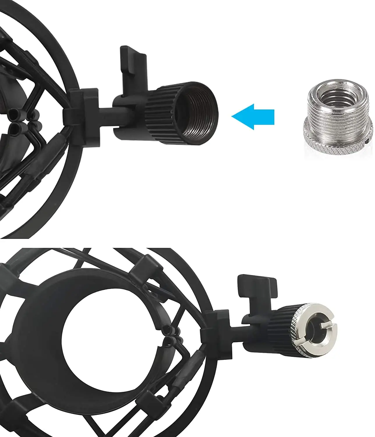 ตัวแปลงไมค์5/8 "ตัวผู้เป็น3/8" ตัวเมีย6ชิ้นอะแดปเตอร์สกรูเกลียวพร้อมน็อตจากไมโครโฟนแท่นวางบูม3/8กับ5/8