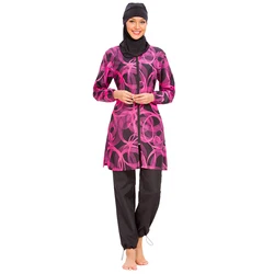 Islamic Swimsuit Women Hijab Swimwear Zipper Swim Tops Pants Muslim Modest Burkini Femme Musulman Conservative Maillot De Bain