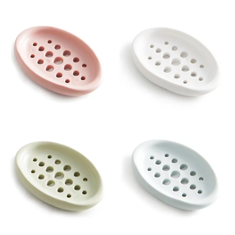 Silica gel Soap Dish Silicone Soap Holder Case Dishes hollowed Home Travel Drain Toilet Lid Bathroom Storage Box Wash Shower