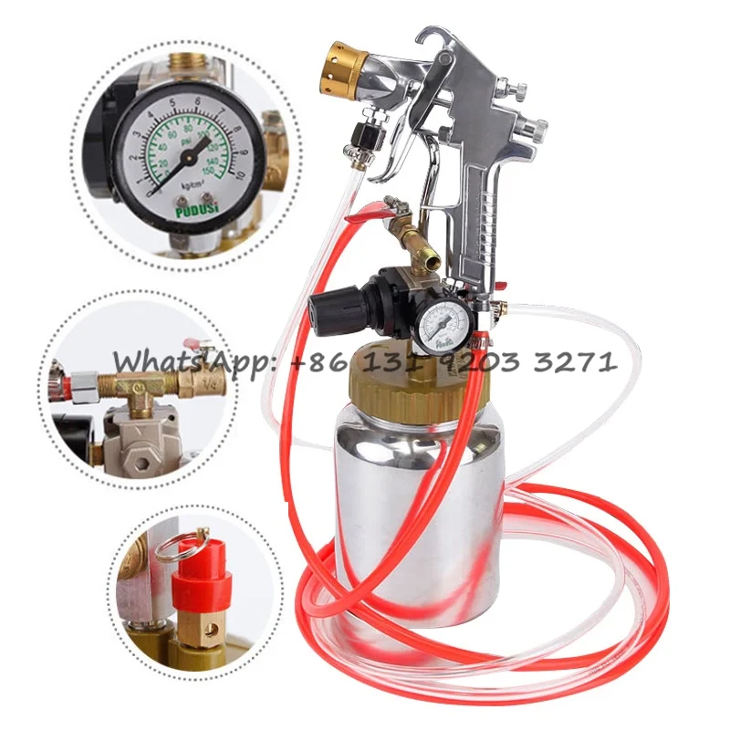 

Sprayer 2L Painting Spray Tool Pressure Tank with Air Spray Gun Airbrush and Regulator for Latex/Stone/Putty/Muti-color Paint