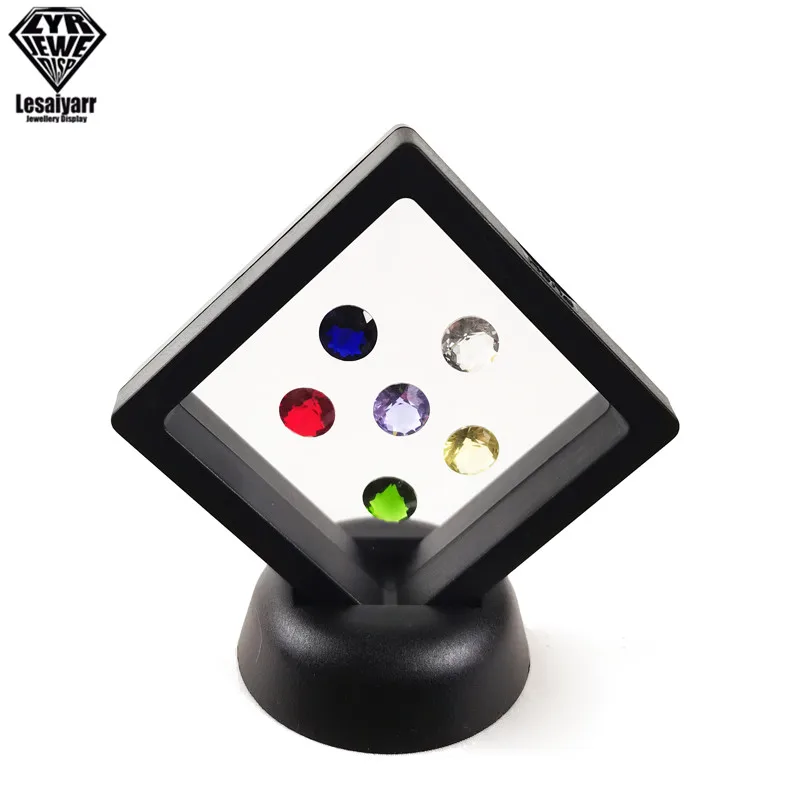 PE Film Brooch Coin Gems Jewelry Storage Box Dustproof Exhibition Decoration Suspended Floating Ring Earrings Display Rack Case