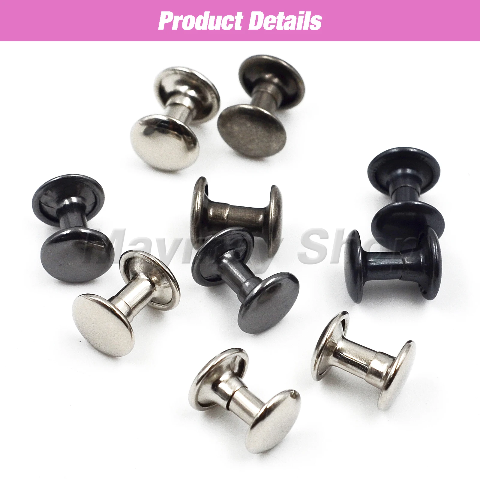 100Pcs 5-15mm Double Cap Rivets Metal Round Stud Nail Rivet For Repair Shoes Bag Belt Clothing Leathercraft Accessories