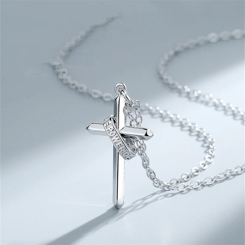 New Arrival Silver 925 Sterling Chain Necklace For Men Jewelry Classic Cross Pendant Male Choker Accessories For Boyfriend Gift