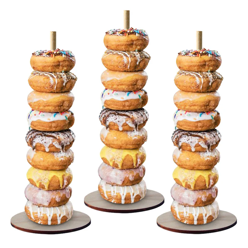 WEIGAO Wedding Decoration Donuts Wall Wooden Holds Stand Dessert Doughnut Table Holder Wedding Kids Birthday Party Supplies