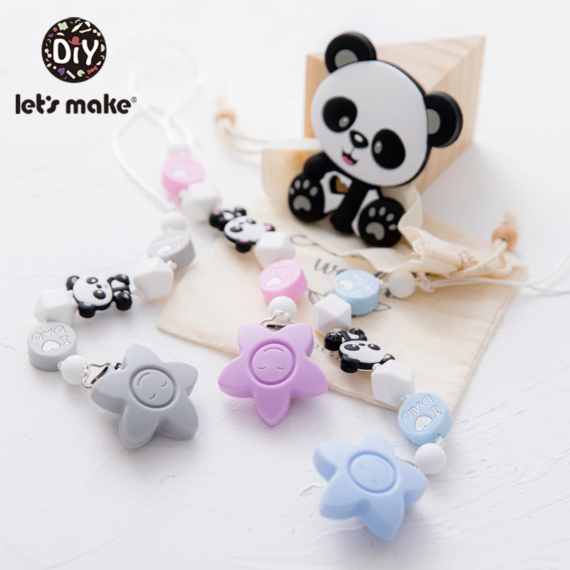 Let's Make Pacifier Chain Set Baby Toys Cartoon Animal Panda Silicone Holder For Nipples Personalized Pacifier Clip Baby Teether