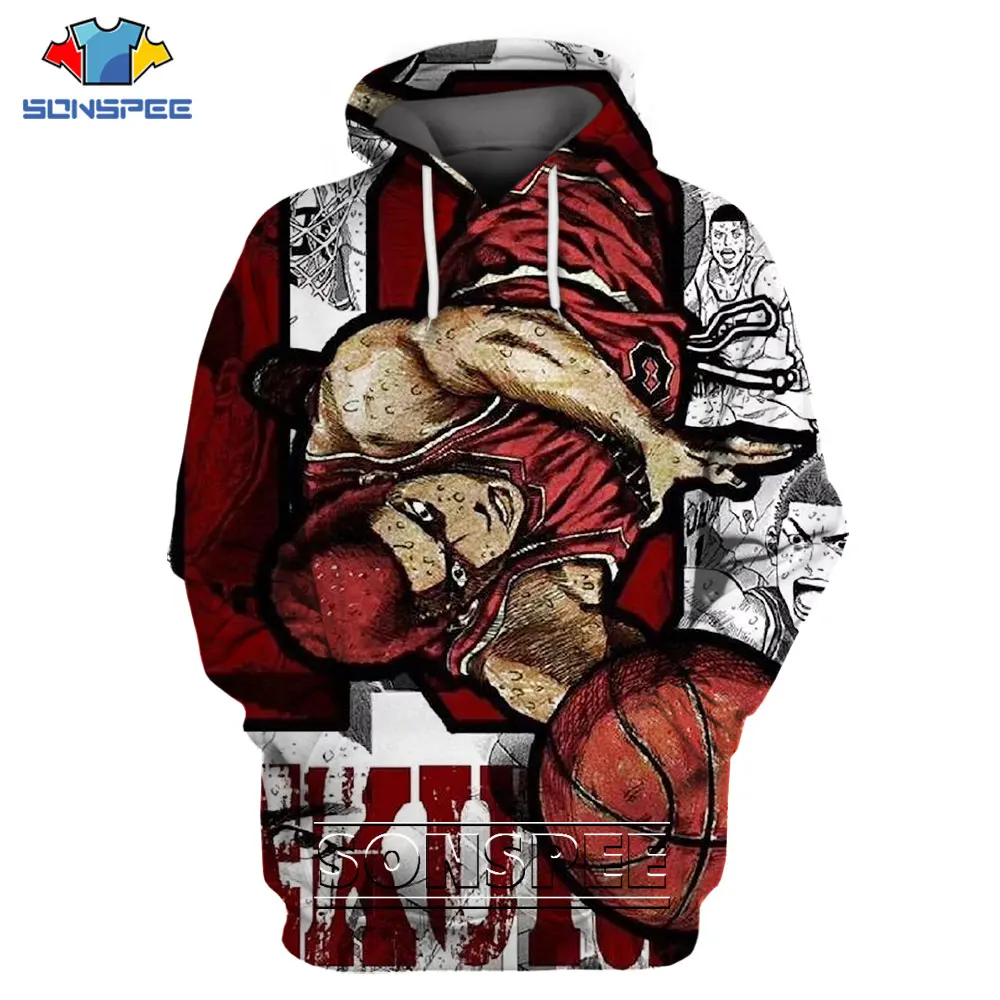 SONSPEE 3D Print Basketball Anime Slam Dunk Hoodies Women Men's Jersey Casual Hip Hop Coat Harajuku Fitness Sweatshirt Cool Tops