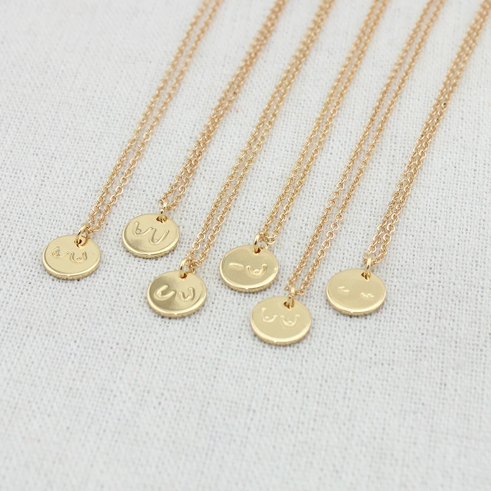 Kesadaran Kanker Payudara Kalung Payudara Menyusui Perhiasan Feminis Perhiasan Kalung Liontin Disk Sederhana untuk Anak Perempuan 10Mm, 18 Inci