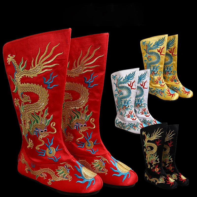 

Cosplay embroidered dragon boots ancient China emperor empress official dragon boots Sichuan Opera Face Changing dragon boots