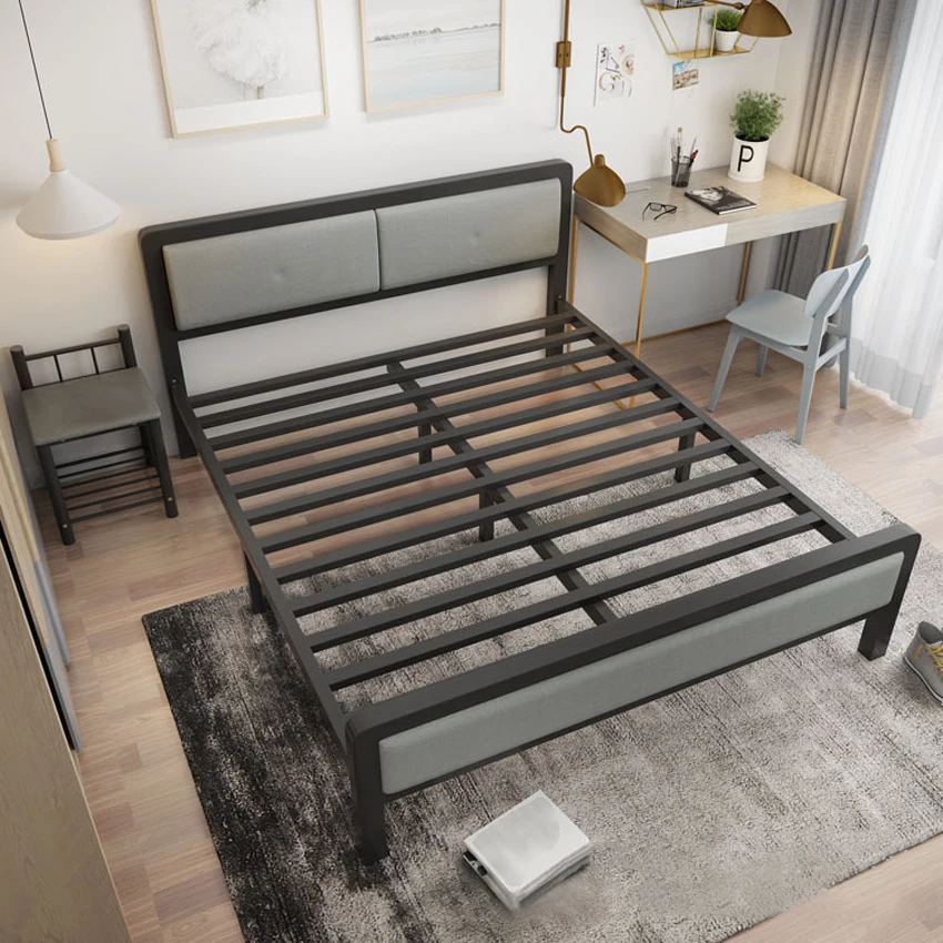 Metal Bed Frame 120x100x210CM Home Bedroom Modern Double Iron Simple Lunch Home Multifunctional Bed For Adult With Headboard