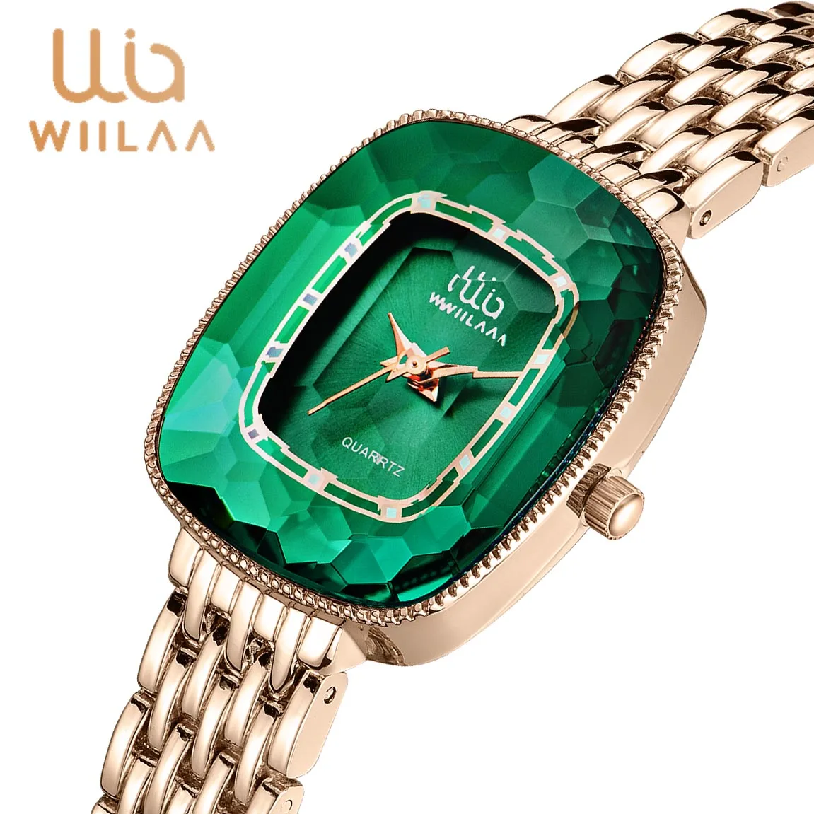 WIILAA Green Top Brand Luxury Women Bracelet Quartz Watch Creative Unique Ladies Wrist Watch For 2021 Wistwatches Female Clock