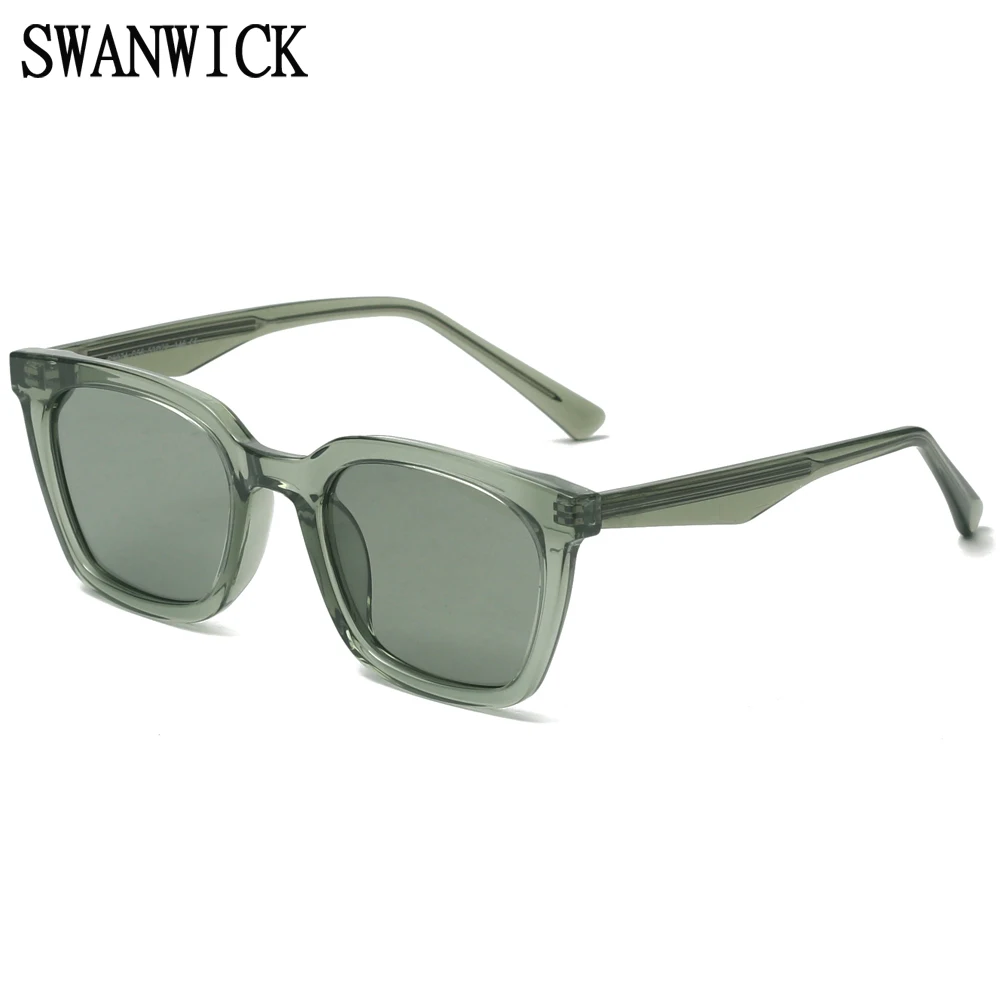 

Swanwick TR90 polarized sunglasses square frame men acetate sun shades women high quality green black Korean style UV400 tourism