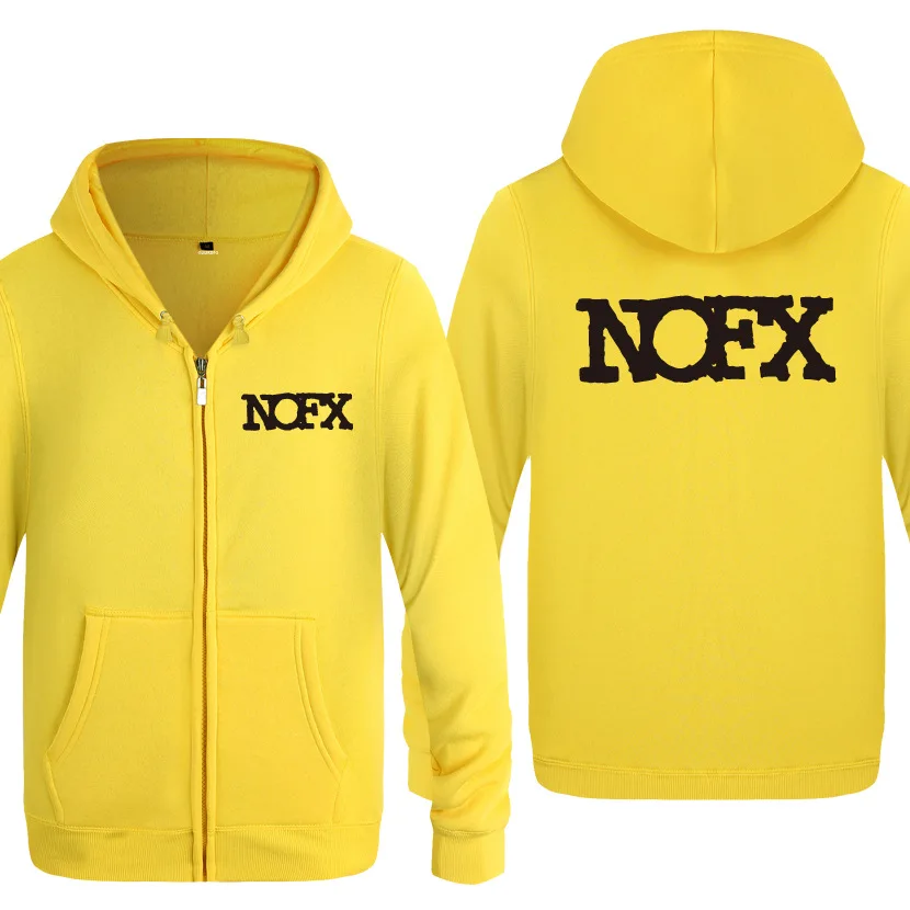 Zipper Hoodies Men Music Rock NOFX Letter Mens Hoodie Hip Hop Fleece Long Sleeve Man's Jacket Sweatshirt Skate Tracksuit Coat