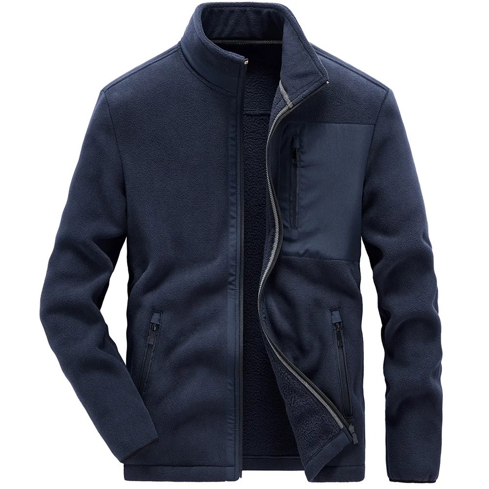 2023 Men\'s Casual Fleece Warm Autumn Winter Jackets Fashion Stand Collar Cardigan Sweatershirt Sportwear Men Jacket Coats MY245