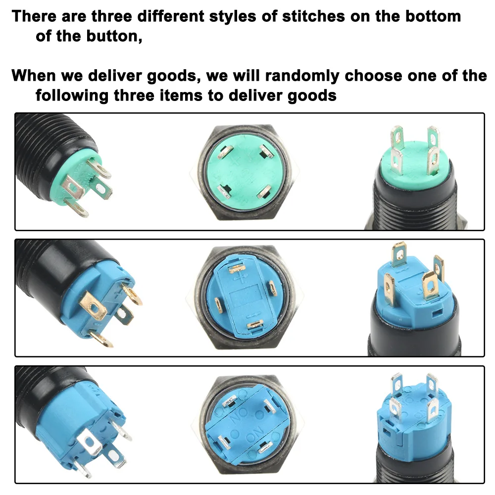 12mm Ring LED Waterproof Momentary Metal Push Button Switch LED Light Shine Car Horn Auto Reset