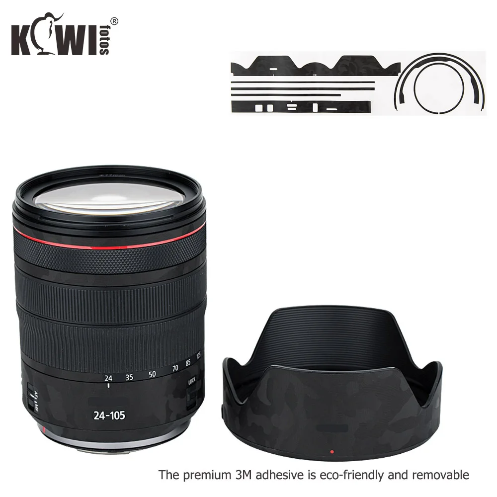 Anti-Slide Lens and Lens Hood Cover Film For Canon RF 24-105mm F4L IS USM Lens & EW-83N Lens Hood Skin 3M Sticker Shadow Black