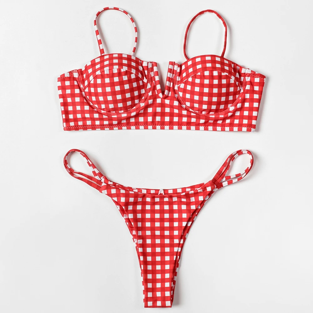 ZTVitality Plaid Underwire Sexy Bikini 2022 New Padded Push Up Swimsuit Beach Wear Swimwear Women Bathing Suit Brazilian Biquini