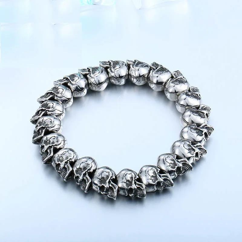 Domineering Men\'s Skull Bracelet Retro Punk Biker Bracelet Hip Hop Jewelry Cool Band Skeleton Bracelet Male Jewelry Party Gifts