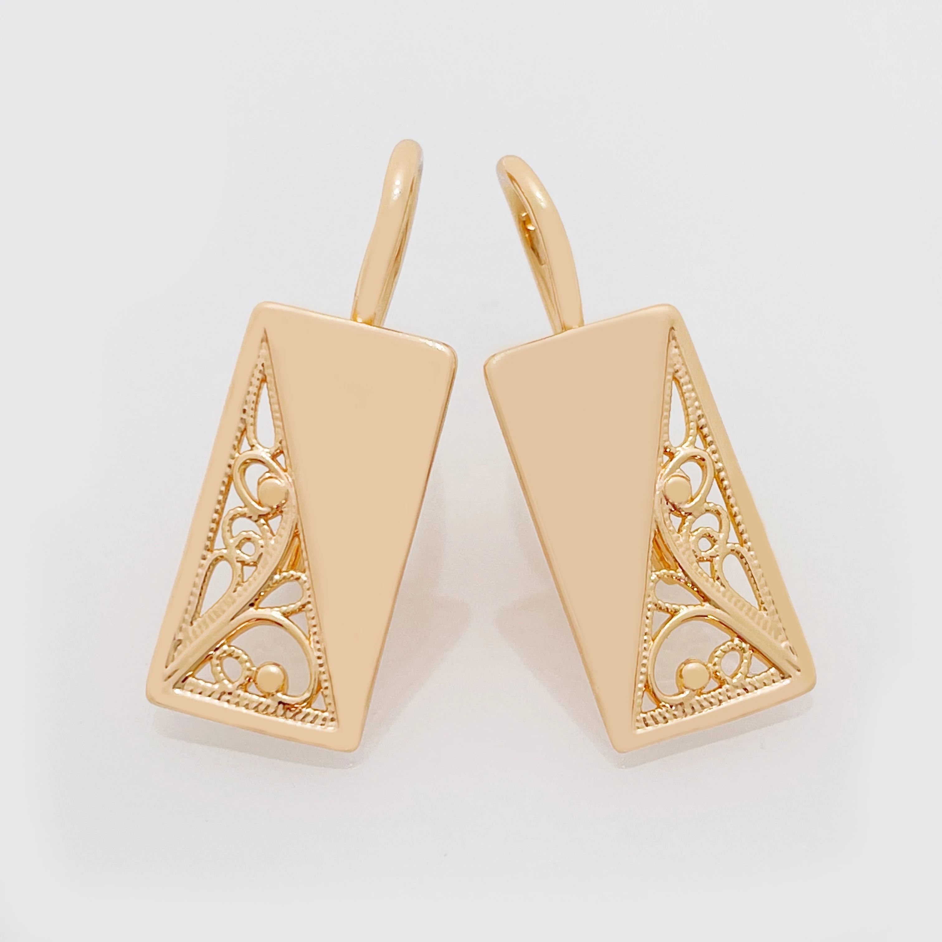 Hot Fashion Hollow Tree Shaped Glossy Simple Square Dangle 585 Rose Gold Earrings Women High Quality Daily Jewelry