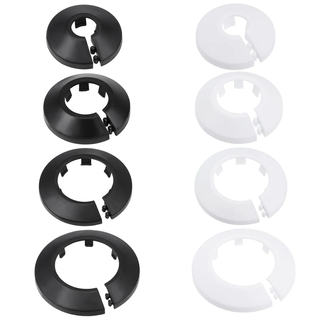 Uxcell 4Pcs Pipe Collar 13/17/21/25/33/35/41.5/44/50/64/75/90mm PP Radiator Escutcheon Pipe Cover Decoration White/Black