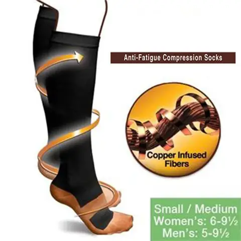 Unisex Anti-Fatigue Compression Sock Miracle Copper Toot Pain Relief Anti Fatigue Magic Socks Support Knee High Stocking
