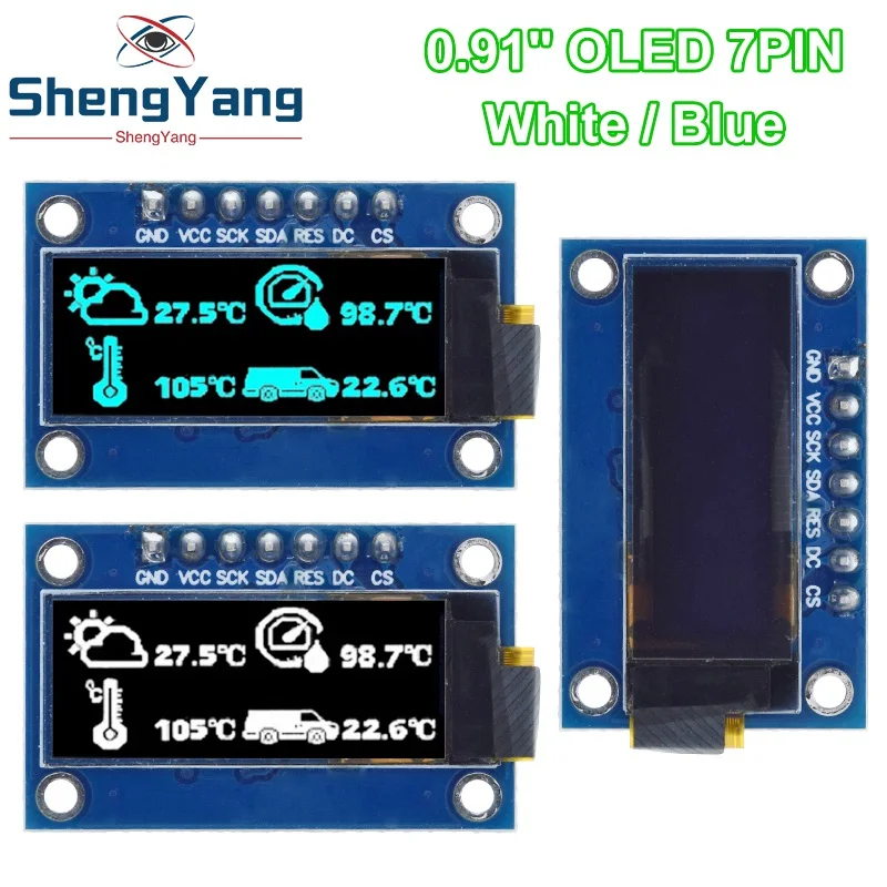 

TZT SSD1306 7PIN 0.91 inch 128x32 SPI OLED Module 0.91" OLED Display Module White Blue OLED Screen Board For Arduino