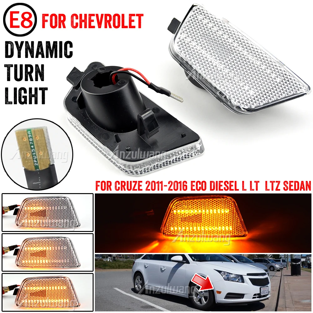 

Canbus Blinker Lamp LED Dynamic Turn Signal Side Marker Light For Chevrolet Cruze Limited Diesel Eco L LS LT LTZ 2011-2016