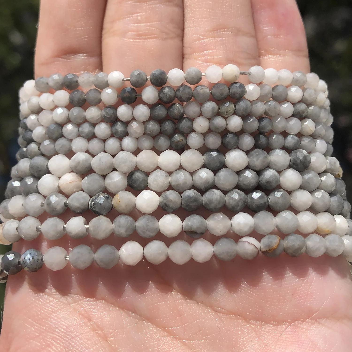 Natürlicher blauer Saphir, rund, facettiert, lose Spacer, winzige Perlen, DIY-Armband, Ohrring, Charms für die Schmuckherstellung, 38,1 cm, 2/3/4 mm – Detail 3