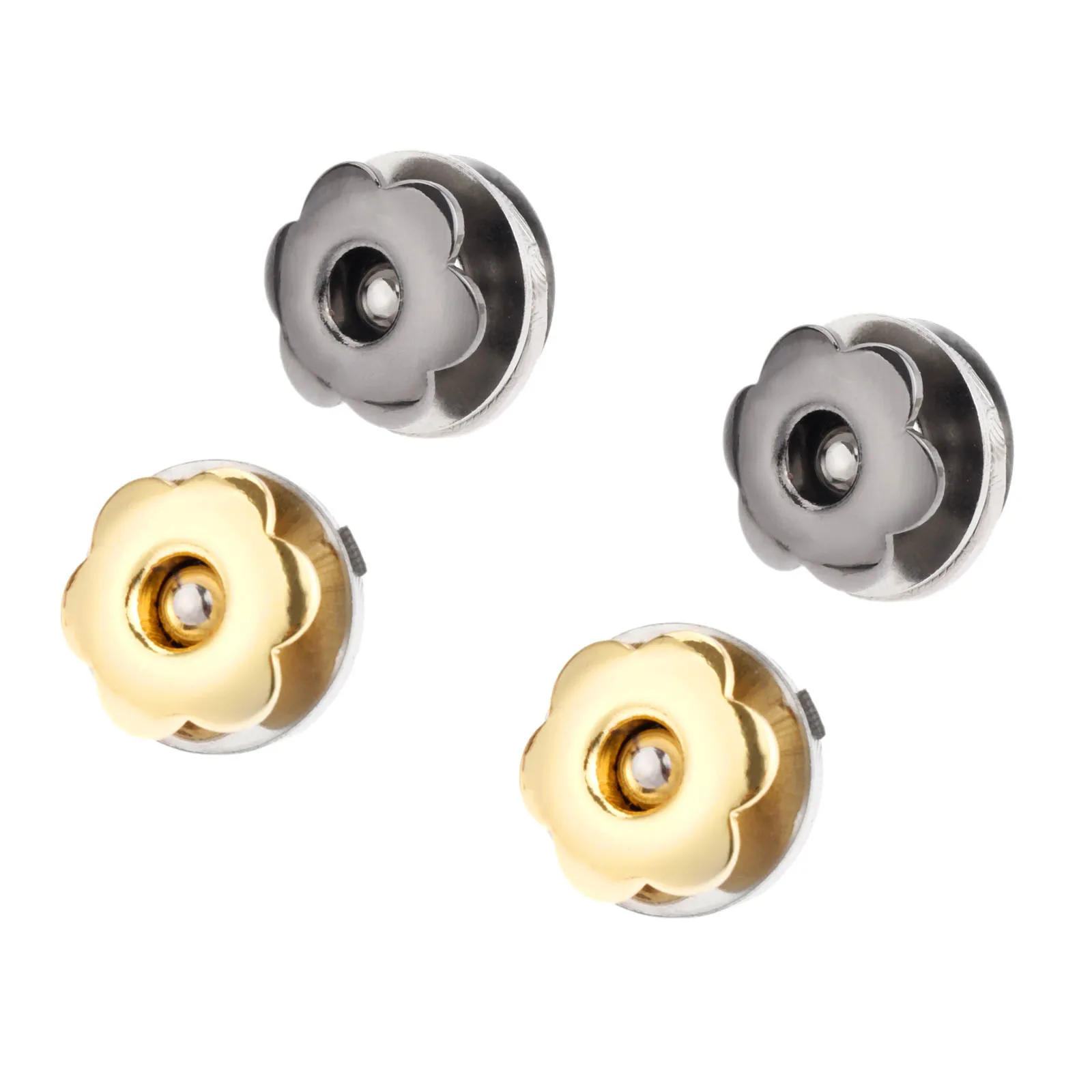 5sets Metal Magnetic Snaps 17mm Flower shape Gold/Black Plum Buckles Flat Buttons Press Decoration for Sewing Clothing Bag Purse