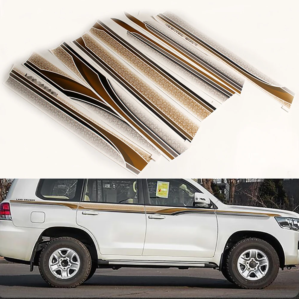 

Car Door Side Stripes Skirt Body Decal Racing Sport Styling Stickers For Toyota Land Cruiser 200 2016-2020 Car Body Stickers