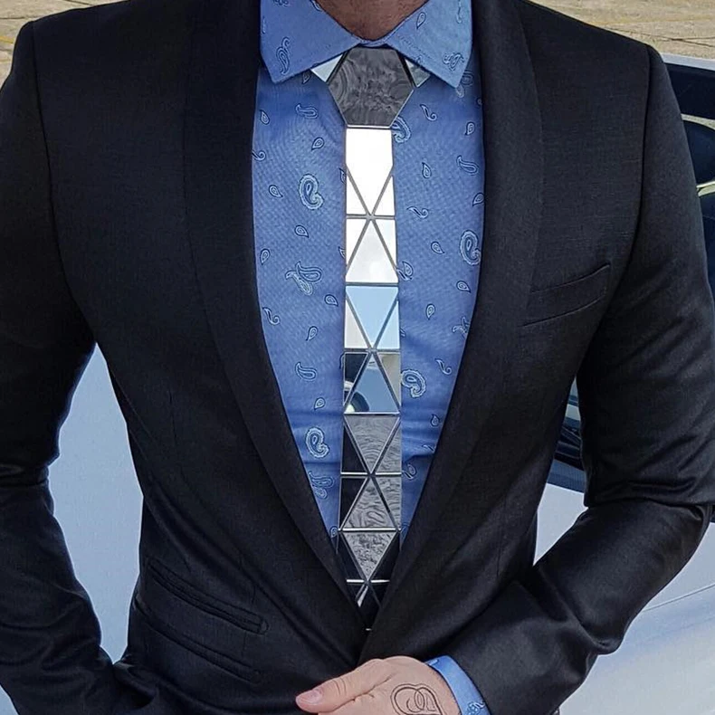 15 Styles Silver Hexagon Ties Stylish Men Skinny Neckties 6cm Luxury Men Gift Box Formal Dress Wedding Accessory Unique Design