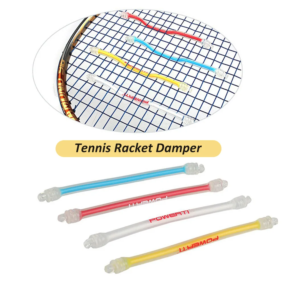 POWERTI 4 stücke Tennis Schläger Dämpfer Silikon Tennis Bat Vibration Absorbieren Schock Reduzierung Anti-slip Streifen Tennis Dämpfer