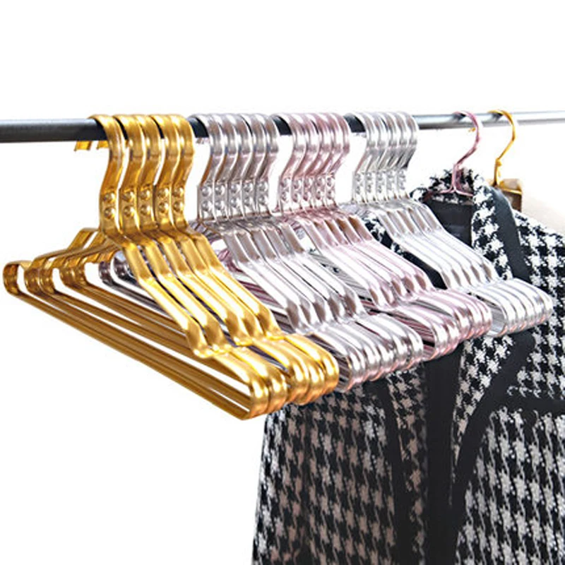 

10 pcs/lot Aluminum Alloy Dry and Wet Clothes Rack with Anti-slip Groove Metal Adult Coat Hangers Household