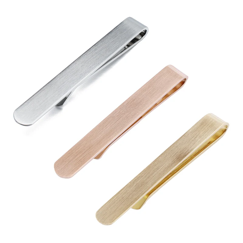 HAWSON Simple Shinny Tie Bar Tie Clips for Men 2 Inch Brush Tie Bar Clamp Shirt Slim Tie Pin with Box